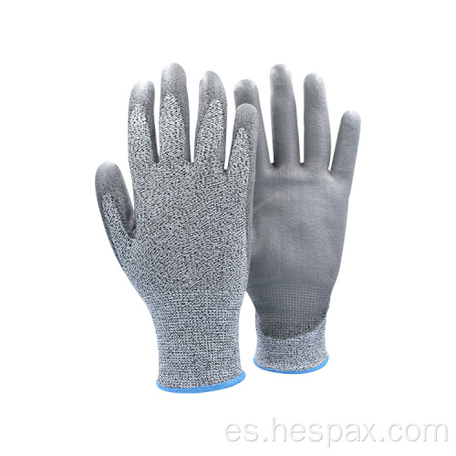 Guantes de trabajo anti -cortes recubiertos de Hespax 13G PU